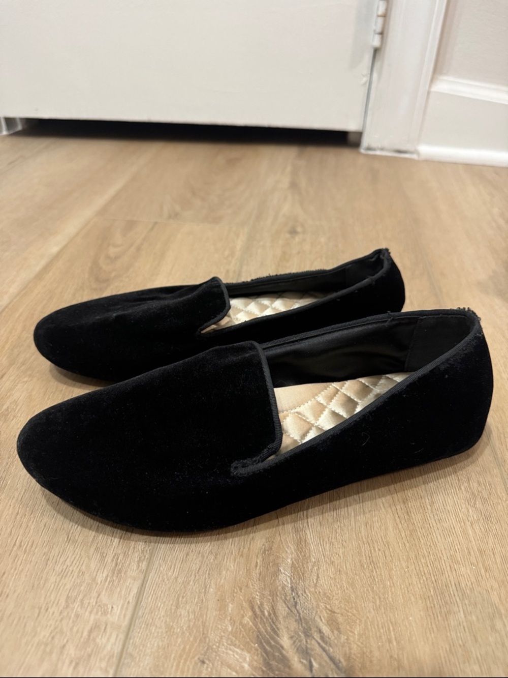 Birdies Black Velvet Slip-On Loafers
